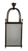 LARGE 19TH CENTURY BRASS & GLASS LANTERN SHADE