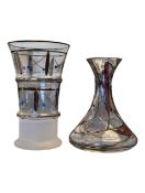 STAR GLASS UK, VINTAGE HAND MADE MOSAIC STUDIO ART GLASS VASE W/ ANOTHER EXMAPLE