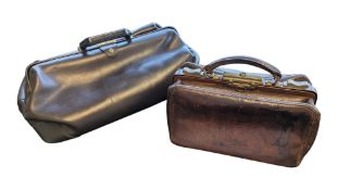 TWO 20TH CENTURY VINTAGE LEATHER GLADSTONE BAGS