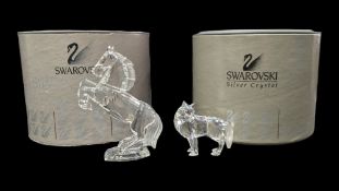 SWAROVSKI - TWO LATE 20TH CENTURY SILVER CRYSTAL GLASS ANIMAL FIGURES