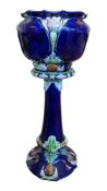 LATE 19TH CENTURY VICTORIAN AESTHETIC MOVEMENT MAJOLICA CERAMIC JARDINIERE STAND