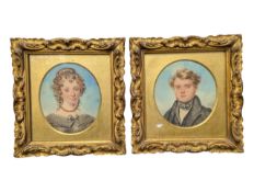 PAIR OF 19TH CENTURY VICTORIAN WATERCOLOUR PORTRAIT STUDIES