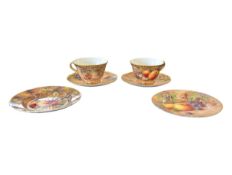 ROYAL WORCESTER - PAIR OF MID CENTURY P LOVE TEACUPS