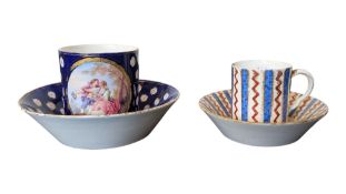 18TH CENTURY SEVRES STYLE PORCELAIN COFFEE CUPS & SAUCERS