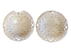 PAIR OF 19TH CENTURY MEISSEN CREAMWARE RIBBON PLATES