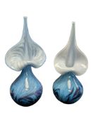 OURGLASS OF COCKINGTON - TWO 21ST CENTURY STUDIO ART GLASS TULIP VASES