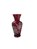 VINTAGE 20TH CENTURY CRANBERRY GLASS BALUSTER VASE
