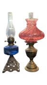 TWO 19TH CENTURY VICTORIAN OIL LAMPS