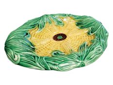 ADAMS AND BRINKLEY - A 19TH CENTURY VICTORIAN MAJOLICA CORN PATTERN PLATE
