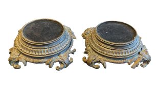 TWO 20TH CENTURY CAST METAL PLINTHS