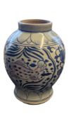 19TH CENTURY CHINESE STYLE BLUE & WHITE STONEWARE VASE