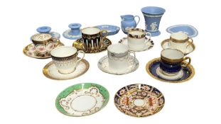 COLLECTION OF 19TH CENTURY & LATER DEMITASSE TEACUPS, SAUCERS, & WEDGWOOD JASPERWARE