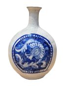 17TH CENTURY MOROCCAN TERRACOTTA BLUE AND WHITE BUD / STEM VASE