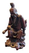 19TH CENTURY CHINESE CARVED FISHERMAN FIGURE