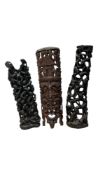 THREE 20TH CENTURY AFRICAN TRIBAL ART MAKONDE UJAMAA TREE OF LIFE SCULPTURES