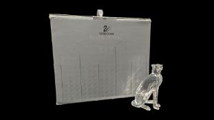 SWAROVSKI - LATE 20TH CENTURY CRYSTAL GLASS CHEETAH FIGURE