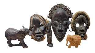 COLLECTION OF 20TH CENTURY AFRICAN TRIBAL MASKS & SCULPTURES