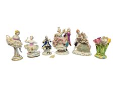 COLLECTION OF 20TH CENTURY CONTINENTAL DRESDEN STYLE PORCELAIN FIGURES