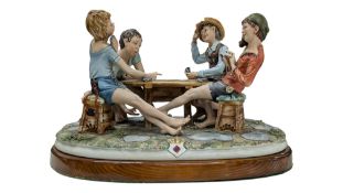 CAPODIMONTE - THE CHEATERS - LARGE 20TH CENTURY ITALIAN PORCELAIN FIGURINE