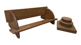 MID CENTURY VINTAGE WOODEN BOOK TROUGH W/ WOODEN CONTEMPORARY SCULPTURE