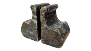 NATURAL INTEREST - A PAIR OF 20TH CENTURY CARVED AGATE BOOKENDS
