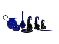 BRISTOL BLUE GLASS - COLLECTION OF LATE 20TH CENTURY STUDIO GLASS