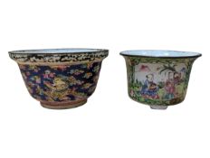 TWO 19TH CENTURY CHINESE ENAMEL TIN POTS / BOWLS