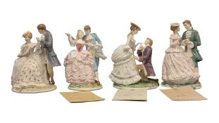 ROYAL WORCESTER - SET OF FOUR LIMITED EDITION THE AGE OF COURTSHIP CHINA FIGURES