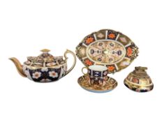 ROYAL CROWN DERBY - FOUR 20TH CENTURY FINE BONE CHINA IMARI PIECES