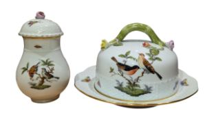 HEREND, HUNGARY - 20TH CENTURY PORCELAIN INSECT CLOCHE & SUGAR SIFTER