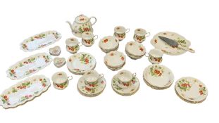 QUEEN'S ROSINA CHINA CO LTD - VIRGINIA STRAWBERRY PATTERN CHINA TEA SERVICE