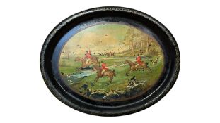 19TH CENTURY VICTORIAN OVAL WOODEN LACQUERED TRAY