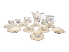 CROWN DEVON FIELDINGS - MID CENTURY POTTERY LEAPING DEER COFFEE SERVICE