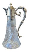 LATE 19TH / EARLY 20TH CENTURY ART NOUVEAU CUT GLASS CLARET JUG