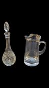 CRYSTAL DECANTER WITH STOPPER PLUS LEMONADE JUG