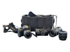 CANON DIGITAL SLR CAMERA W/ POINT & SHOOT OLYMPUS ZOOM 105