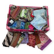 LARGE EXTENSIVE COLLECTION OF SILK SCARVES