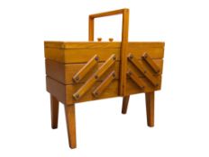 BRITISH MODERN DESIGN - MID 20TH CENTURY TEAK CANTILEVER SEWING BOX