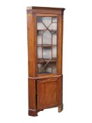 19TH CENTURY GEORGE III MAHOGANY CORNER DISPLAY CABINET