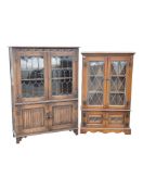 JAYCEE / OLD CHARM MANNER OAK DISPLAY CABINET & ANOTHER