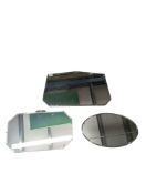 COLLECTION OF FRAMELESS ART DECO BEVELLED EDGE WALL MIRRORS