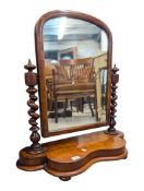 VICTORIAN 19TH CENTURY BARLEY TWIST MAHOGANY SWING MIRROR