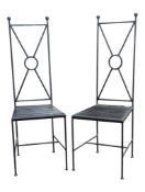 TWO VINTAGE 20TH CENTURY WROUGHT IRON OUTDOOR GARDEN DINING CHAIRS