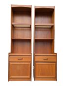 WILLIAM LAWRENCE FURNITURE - MID CENTURY 1970S UPRIGHT TEAK DISPLAY CABINETS