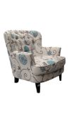 MANNER OF WAYFAIR FURNITURE - CONTEMPORARY FLORAL BUTTON BACK ARMCHAIR