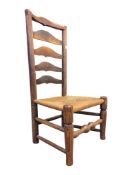 19TH CENTURY VICTORIAN CHILD'S SMALL PROPORTION LADDER BACK RUSH SEAT CHAIR