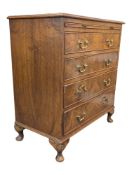QUEEN ANNE REVIVAL FIGURED WALNUT BACHELORS CHEST OF DRAWERS
