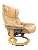 EKORNES STRESSLESS - SCANDINAVIAN LEATHER SWIVEL ARMCHAIR