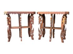 PAIR OF ANGLO COLONIAL HARDWOOD CARVED TABLES