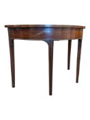 19TH CENTURY WALNUT DEMI LUNE CONSOLE TABLE